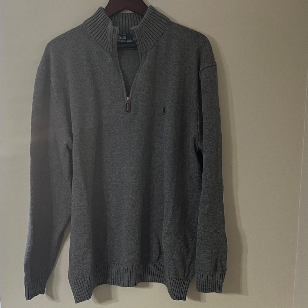 Polo Ralph Lauren Men’s Big & Tall 2XLT Charcoal Quarter-Zip Sweater